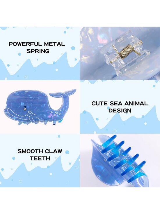 Cute Sea Animal Hair Clips Set - Large Ocean Claw Clips for Thick/Thin Hair main image 6
